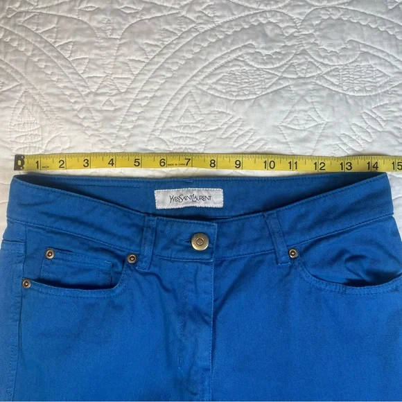 Yves Saint Laurent YSL Blue Straight Leg Jeans Low Rise Stretch Denim EU 36 US 6 - Picture 10 of 14